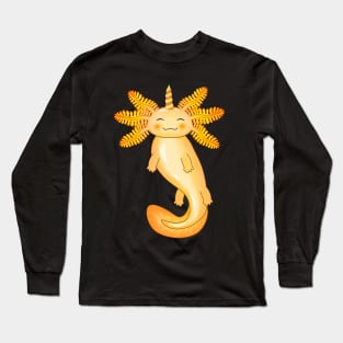 Golden Unicorn Axolotl Long Sleeve T-Shirt